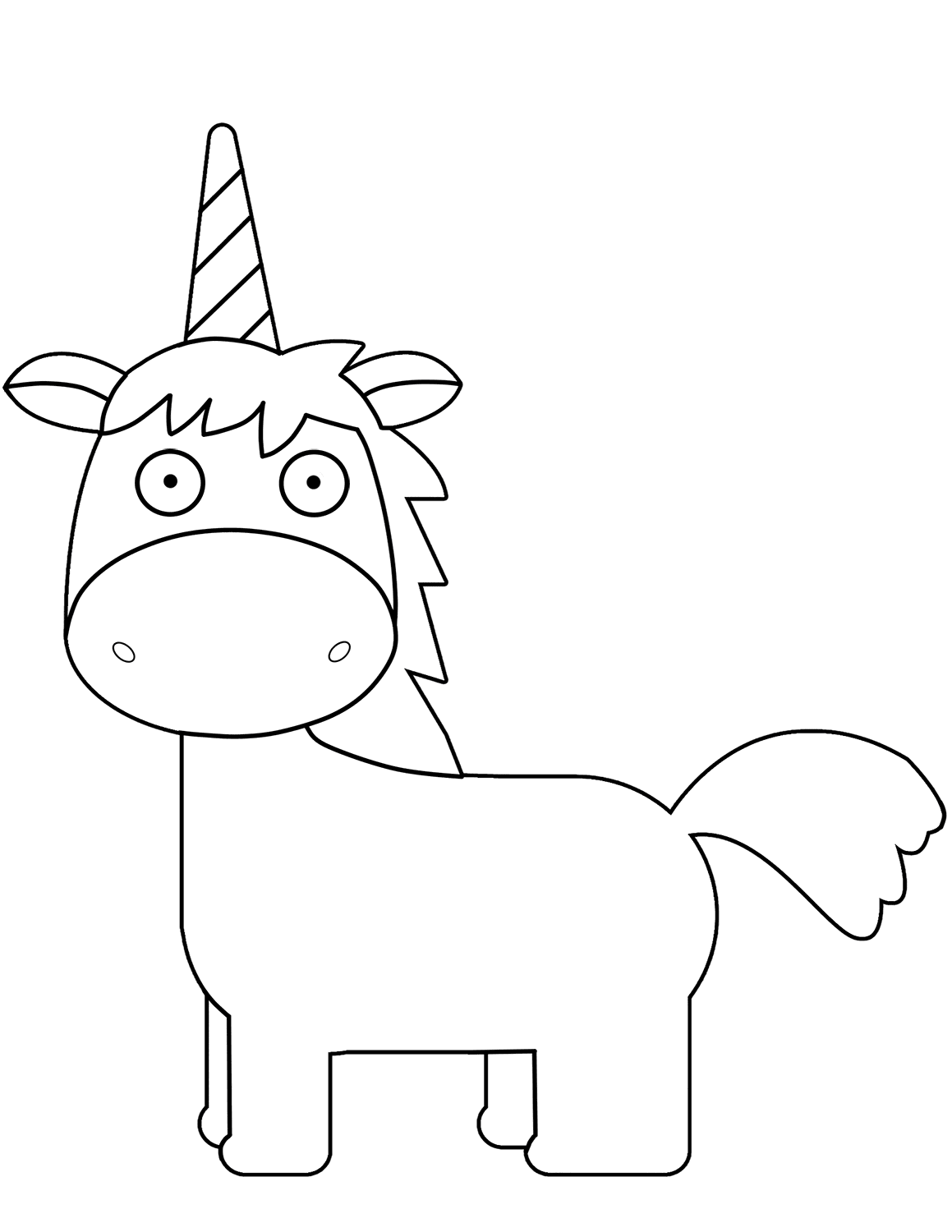 Cartoon Unicorn Horn Coloring Page