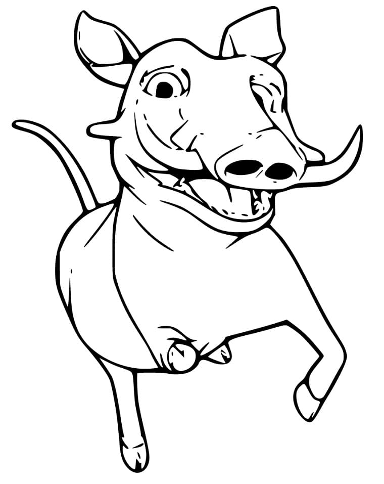 Cartoon Warthog coloring page