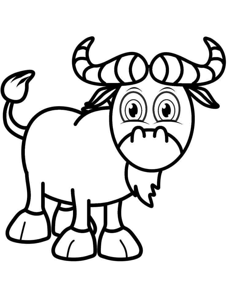 Cartoon Wildebeest Coloring Page