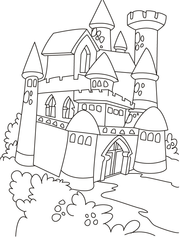 Castle and Princesss Coloring Page
