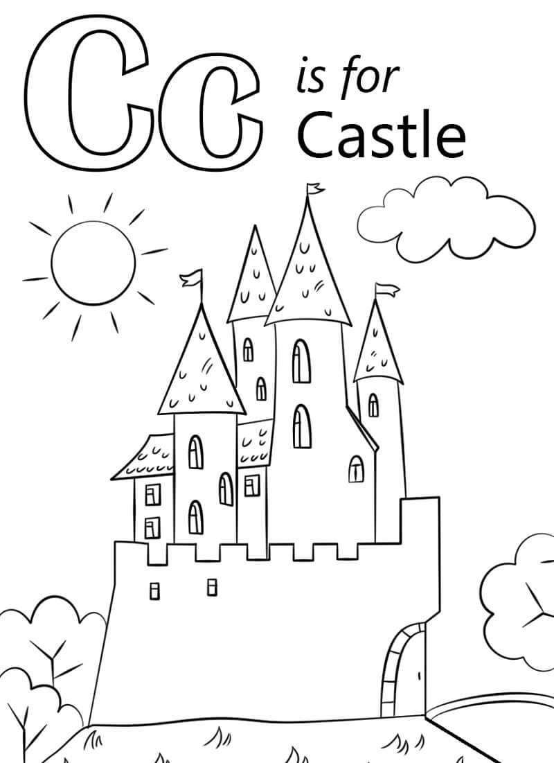 Castle Letter C Coloring Page
