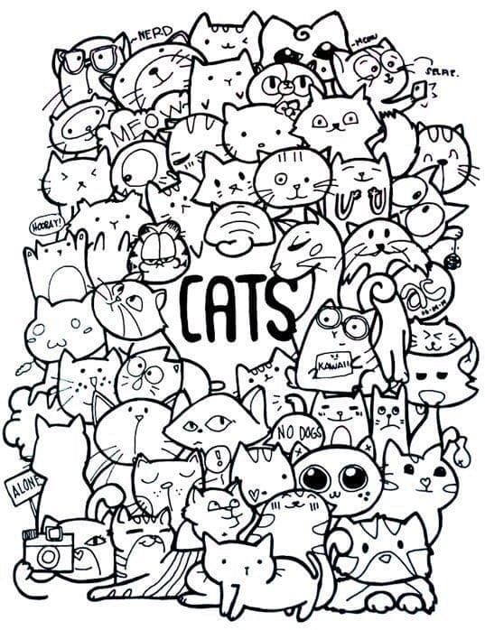 Cat Aestheics Coloring Page