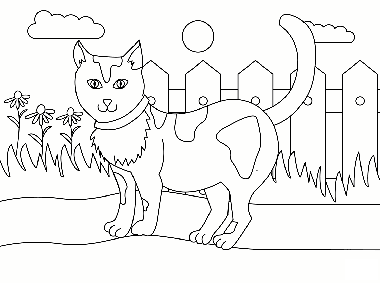 Cat Animal Simple Coloring Page