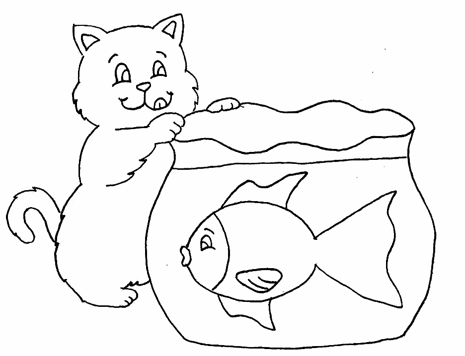 Cat Fishings Coloring Page