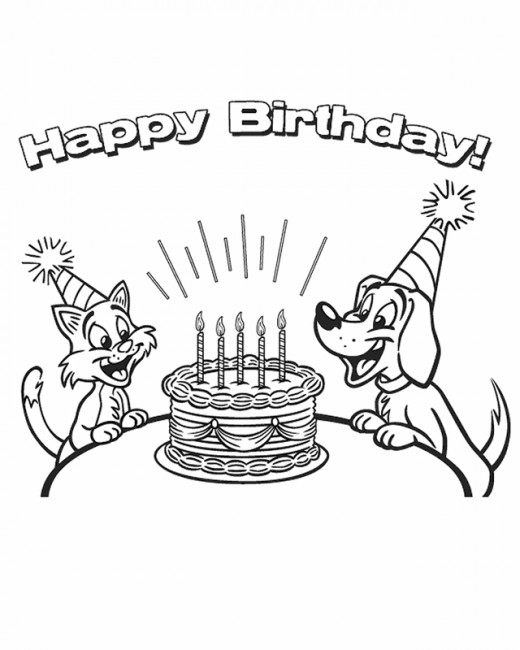 Cat For Birth Day Animal S942c Coloring Page