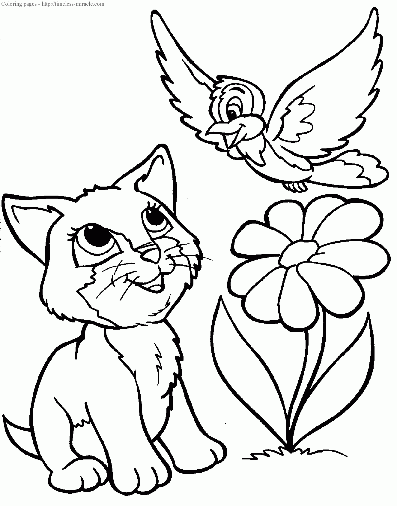 Cat For Girls Coloring Page