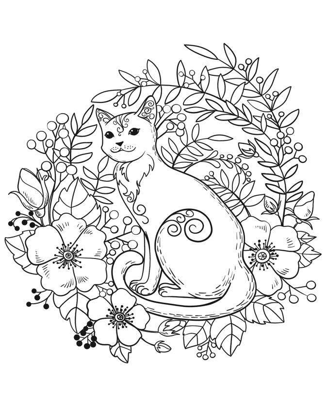 Cat In Flowers