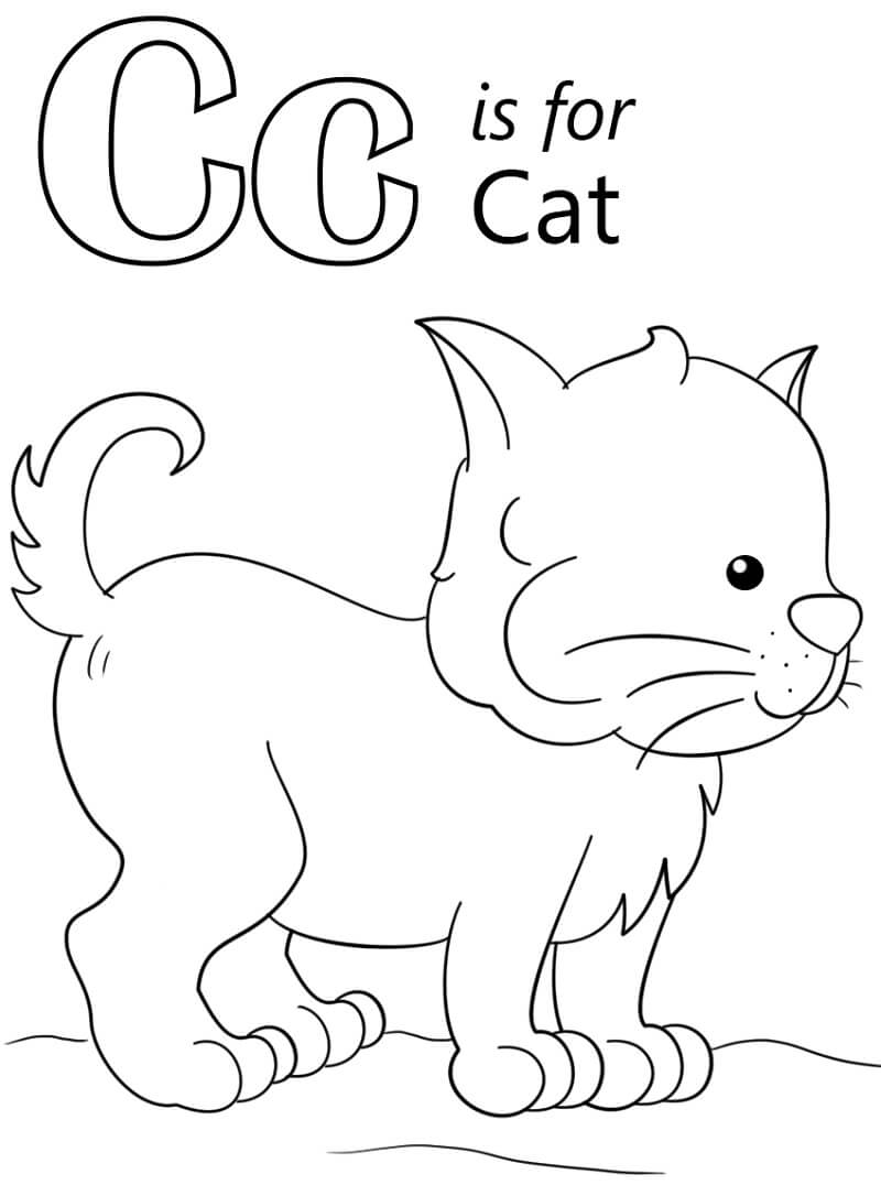 Cat Letter C Coloring Page