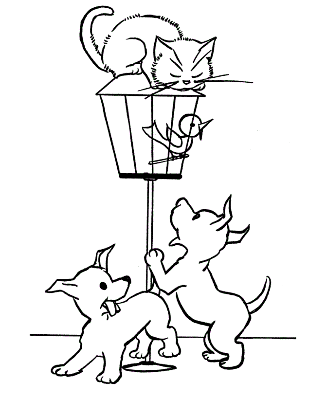 Cat Stuck On A Cage Animal Sa788 Coloring Page