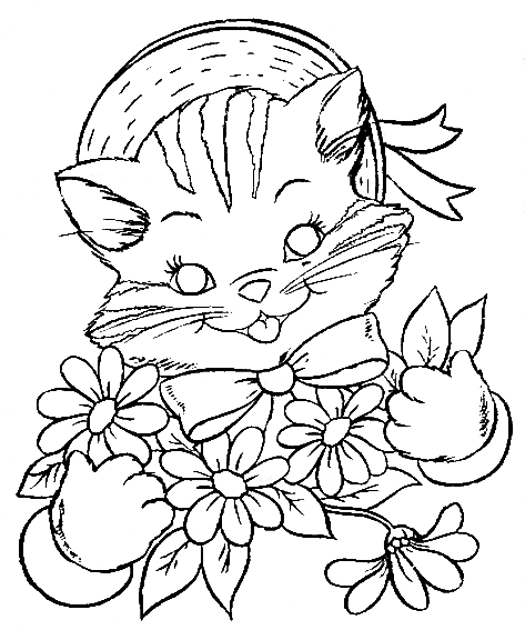 Cat That Loves Flower Animal Sdd7e Coloring Page