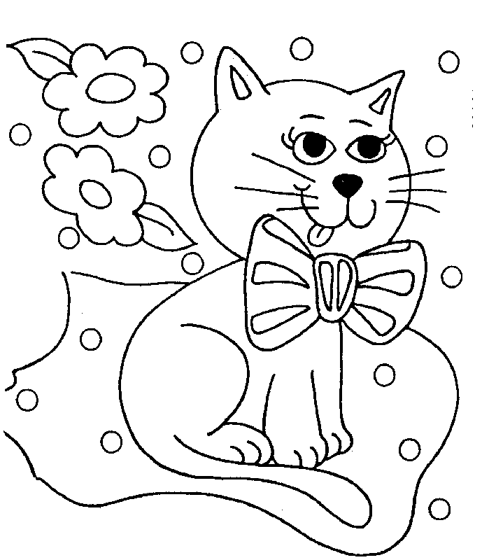 Cat With Bow Animal S672d Coloring Page