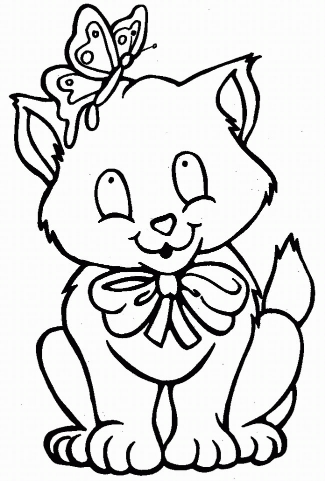 Cat With Butterfly On His Head Animal S37da Coloring Page