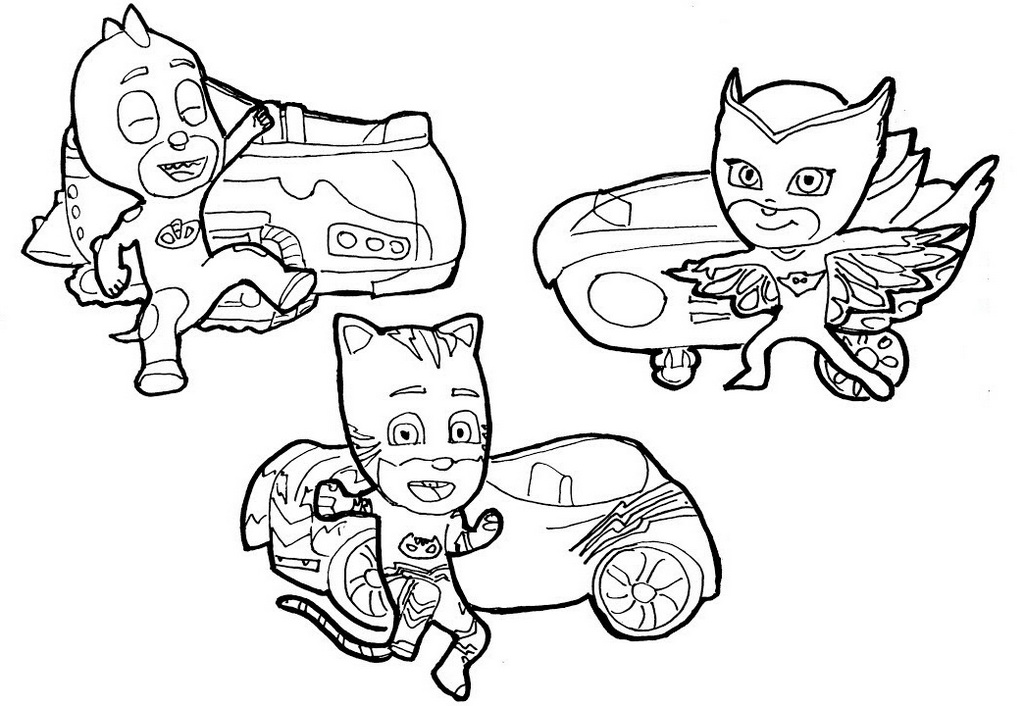 Catboy Owlette And Gekko Pj Masks Cars Disney Coloring Page