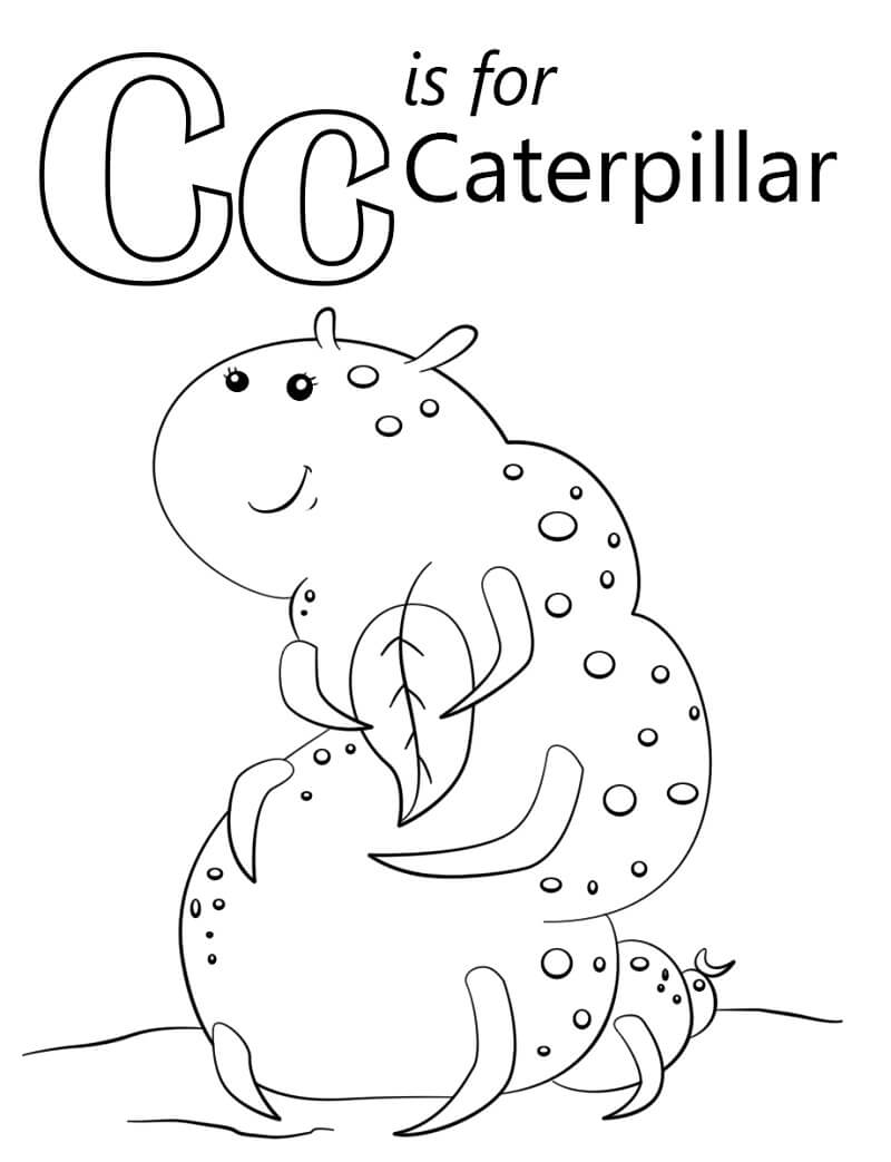 Caterpillar Letter C Coloring Page