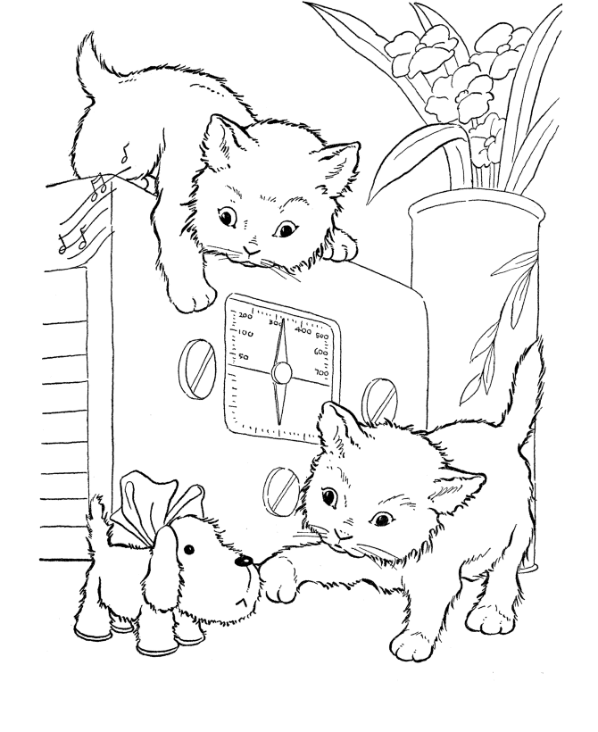 Cats Playing On A Oven Animal Sdd15 Coloring Page
