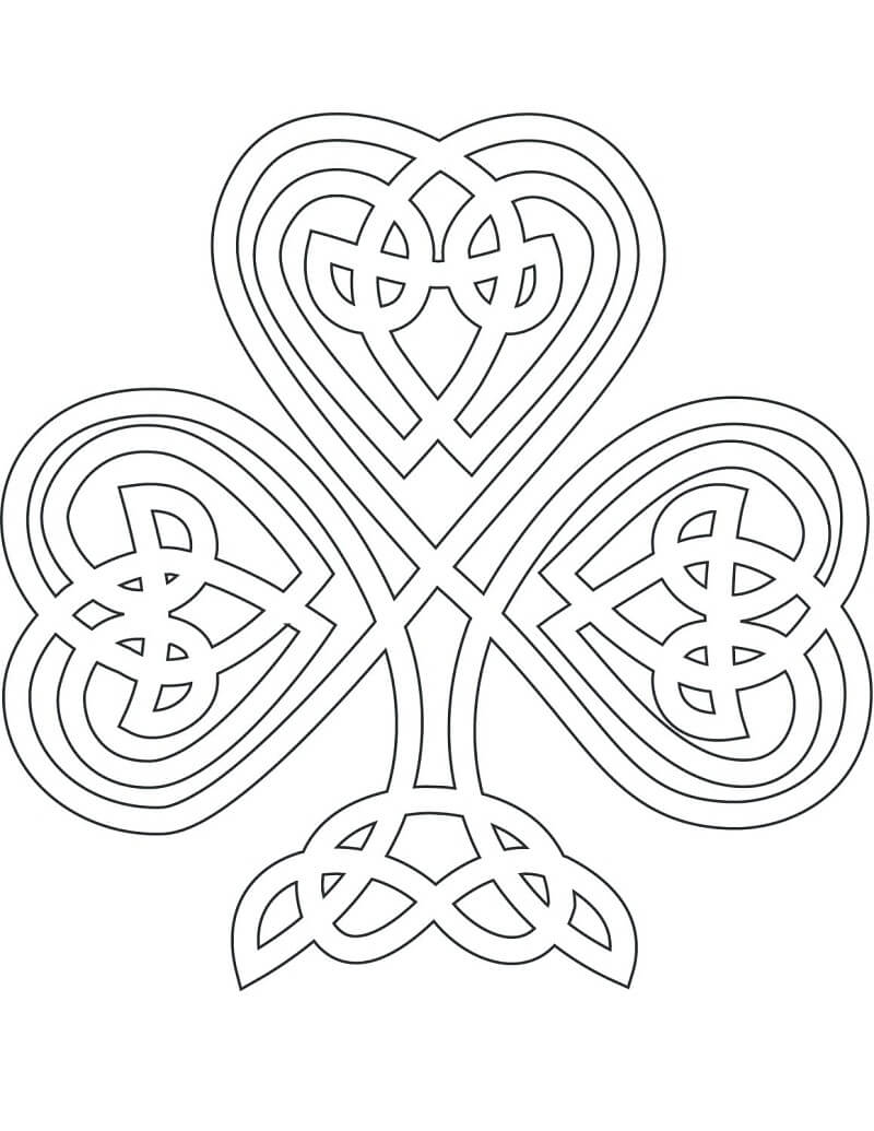 Celtic Style Shamrock Coloring Page