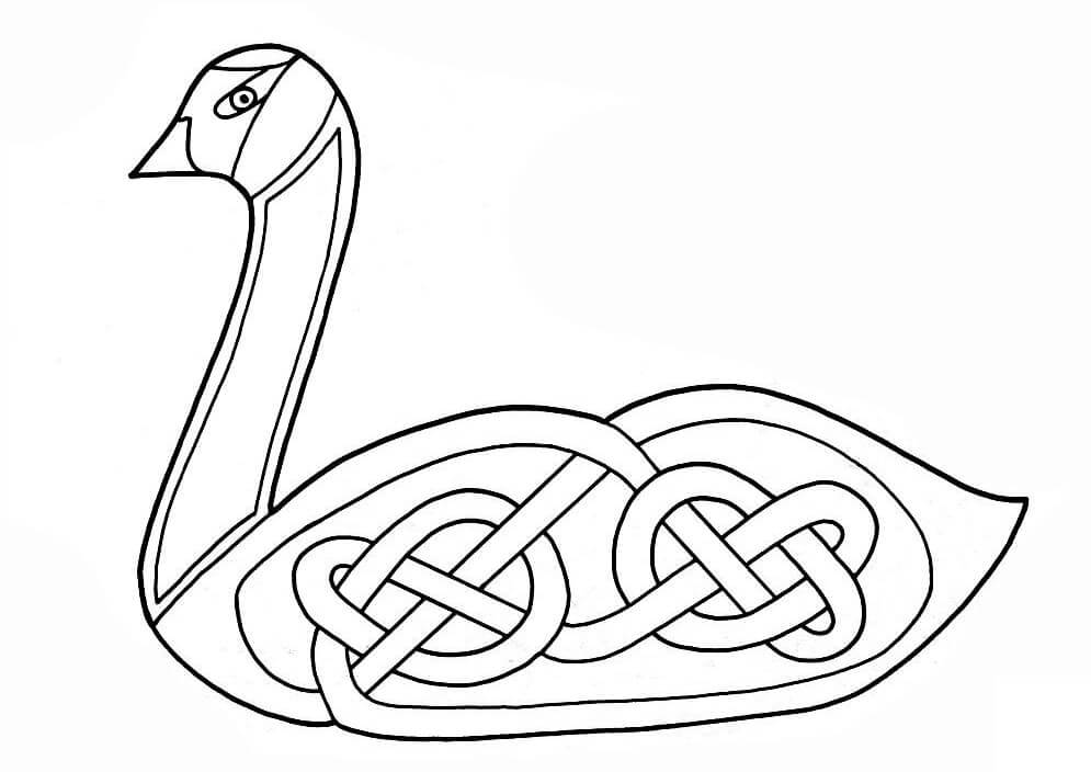 Celtic Swan Design Coloring Page