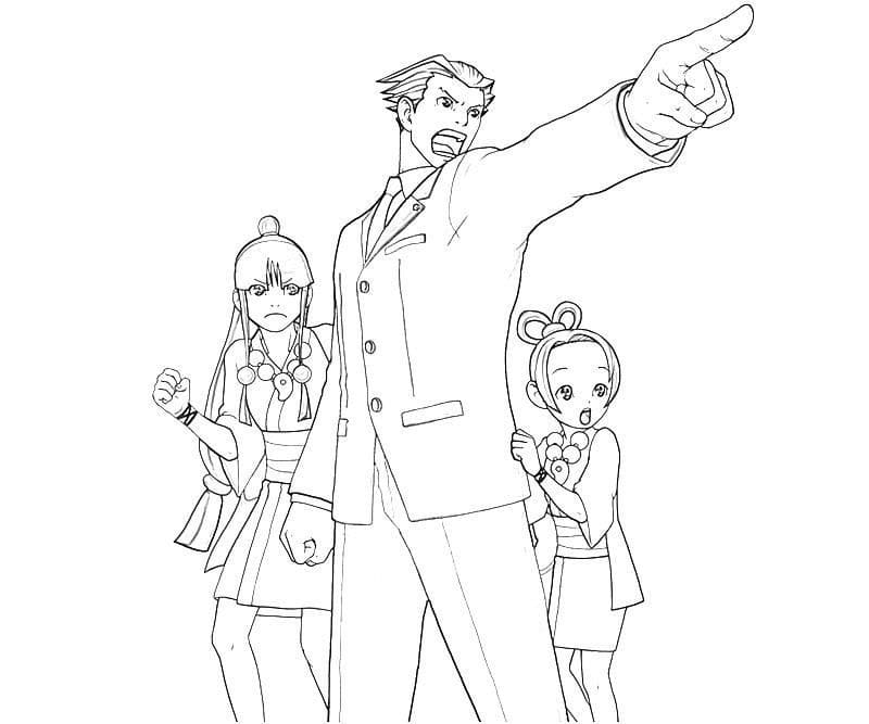 Characters from Ace Attorney Coloring Page