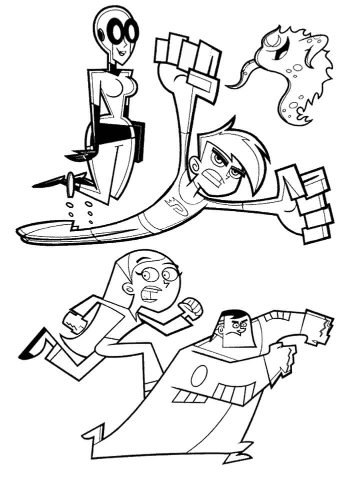 Characters from Danny Phantom Coloring Page