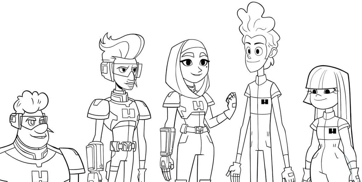 Characters from Glitch Techs 1 Coloring Page