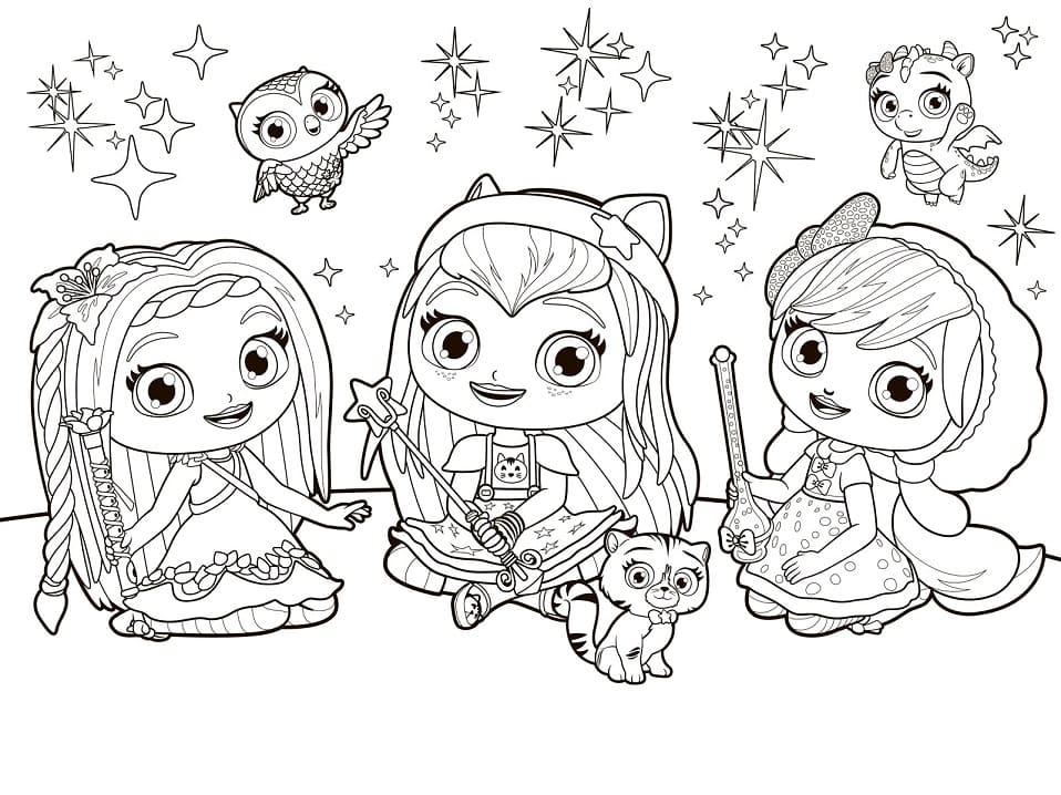 Characters from Little Charmers Coloring Page