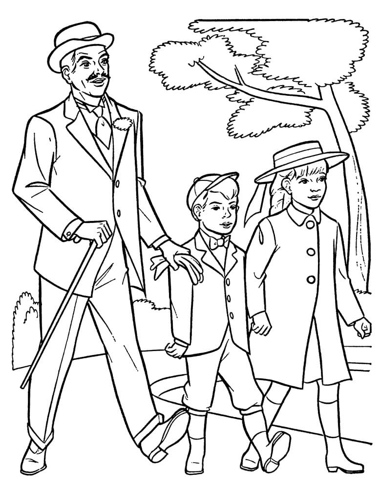 Characters from Mary Poppins Coloring Page