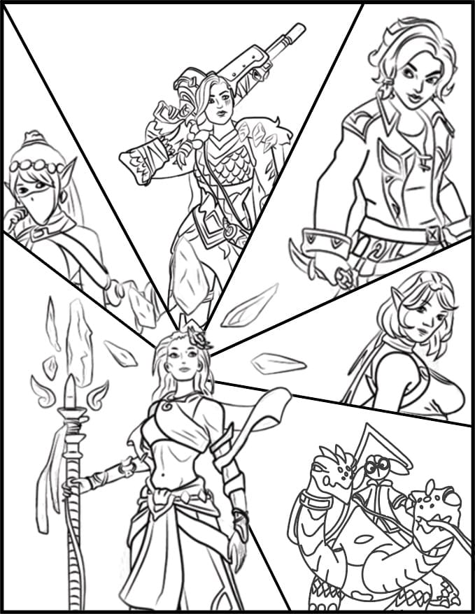Characters from Paladins Coloring Page