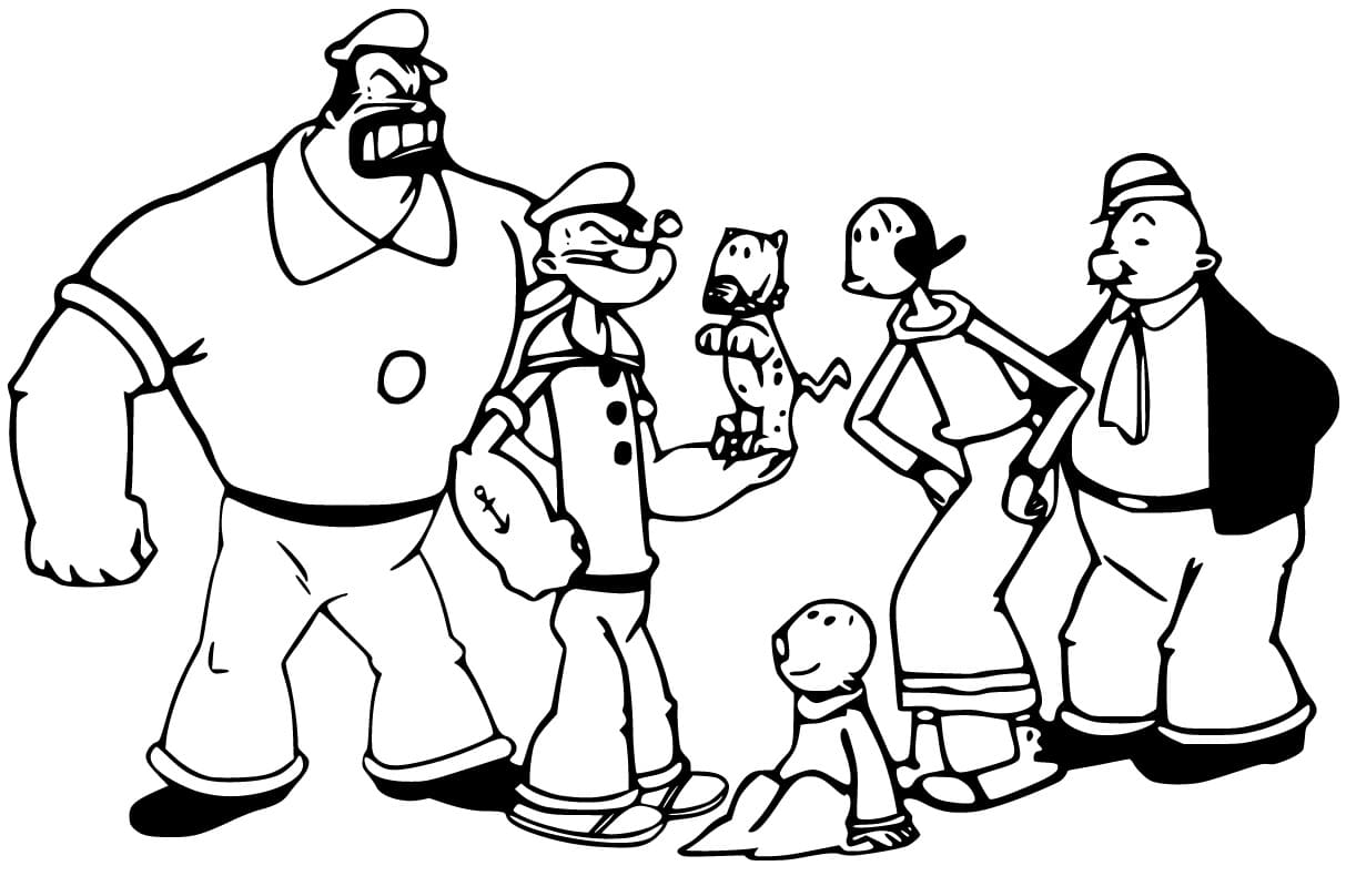 Characters from Popeye Coloring Page