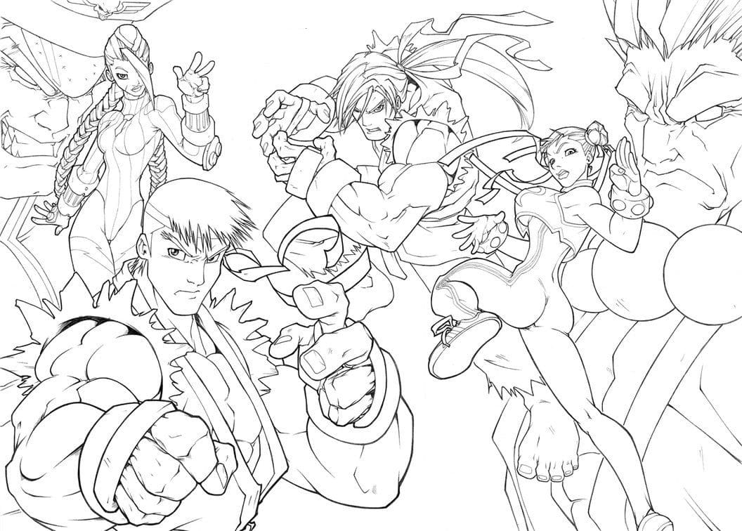 Characters from Street Fighter Coloring Page