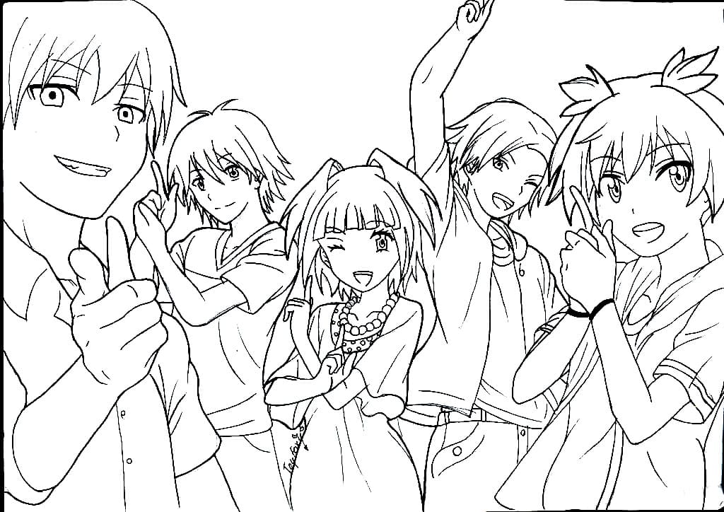 Characters in Assassination Classroom Coloring Page
