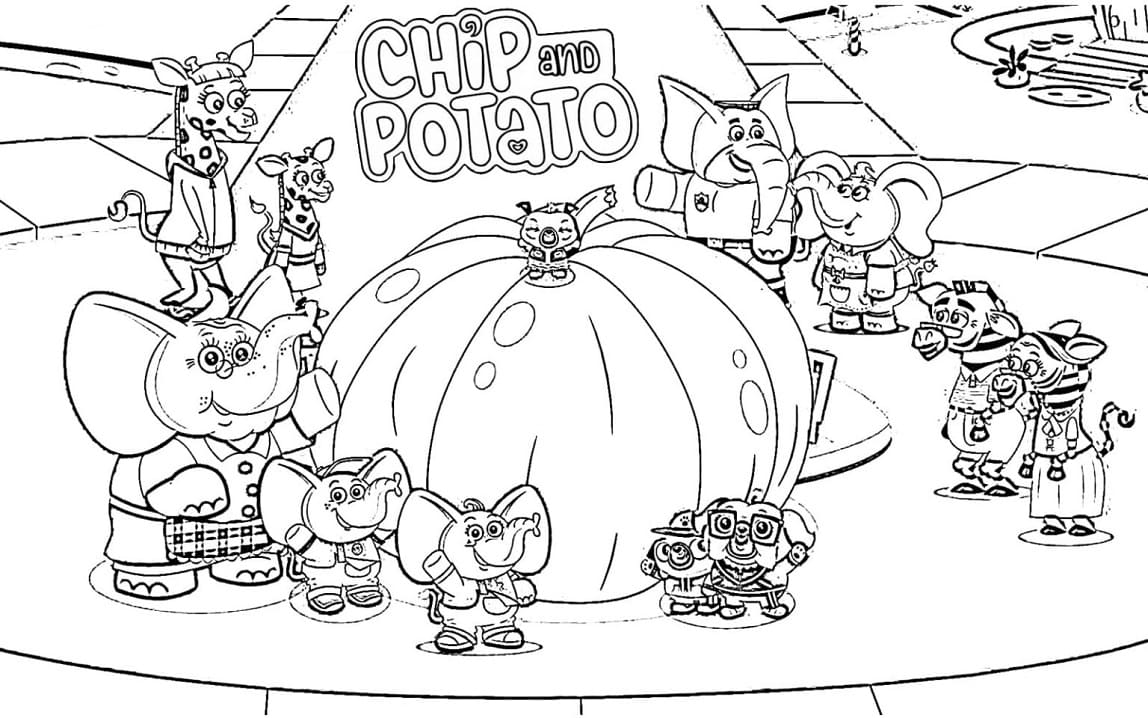 Characters in Chip and Potato Coloring Page