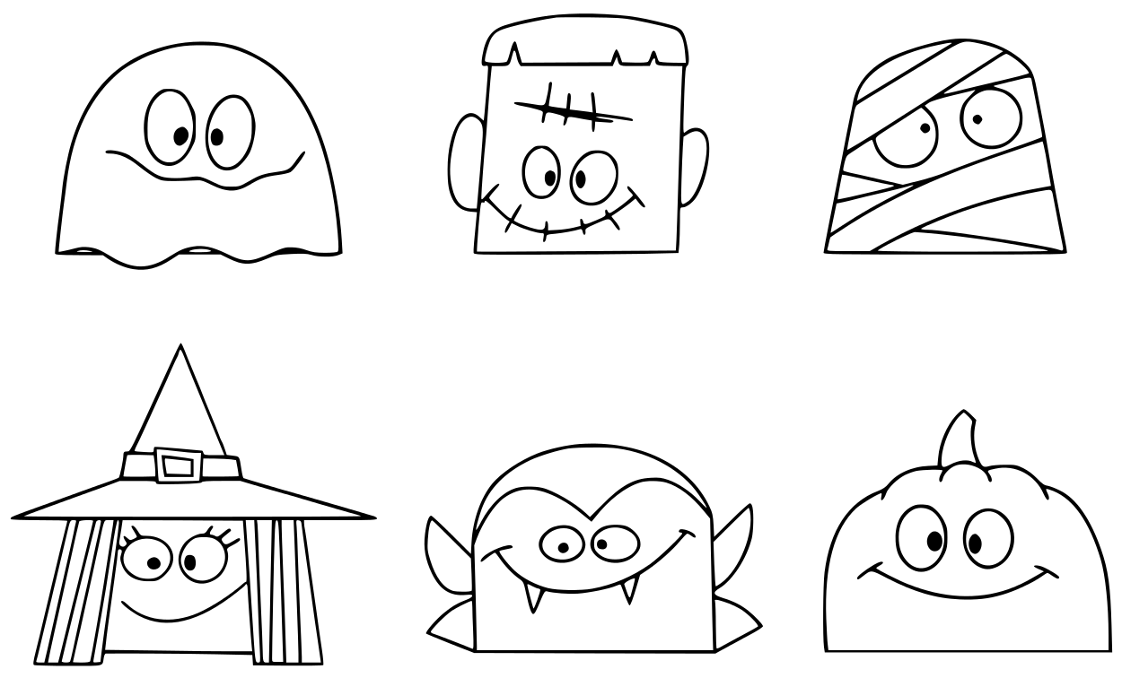 Characters Of Halloween Fun Coloring Page