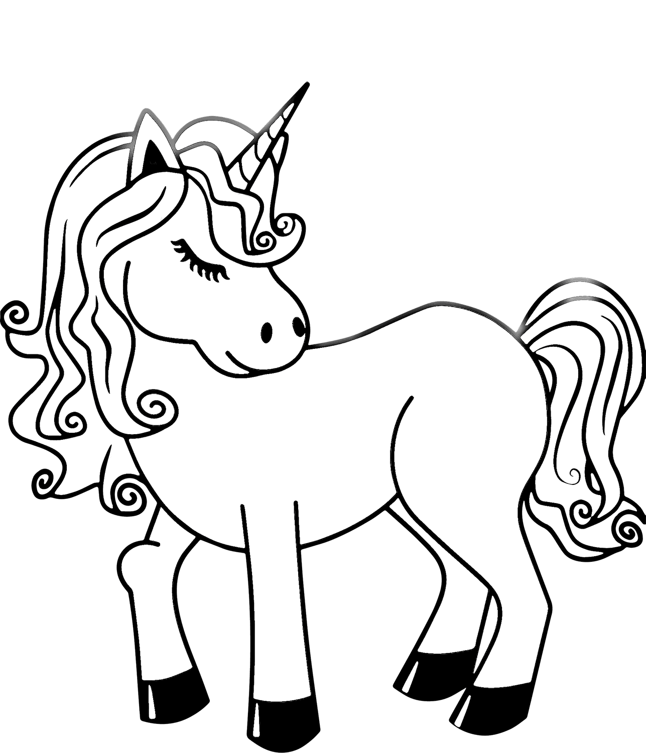 Charming Unicorn Coloring Page
