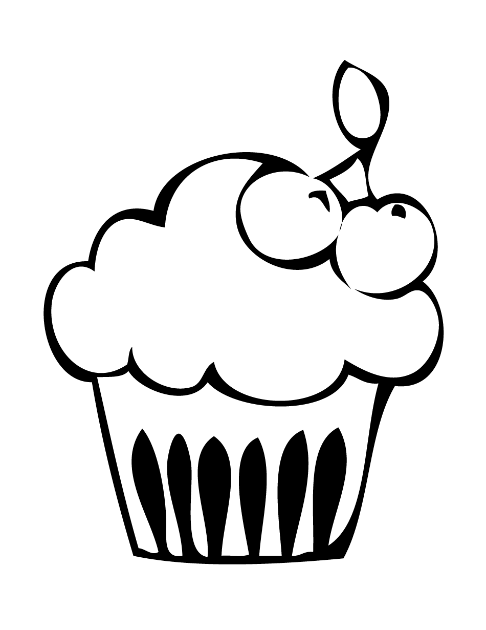 New Delisious Cherries Cupcake Coloring Page