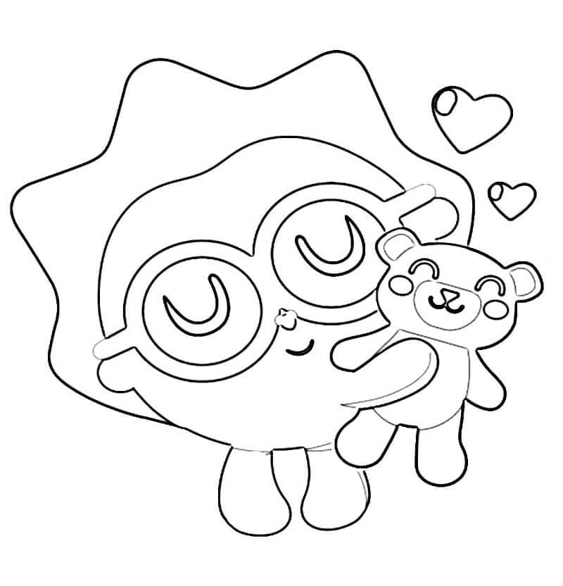 Chichi and Teddy Bear Coloring Page