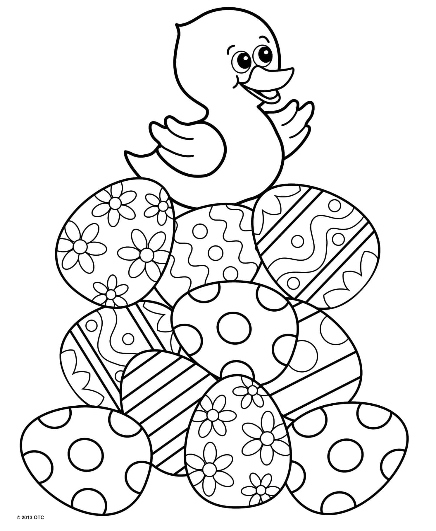 Chick On Easter Egg Mountain Coloring Page