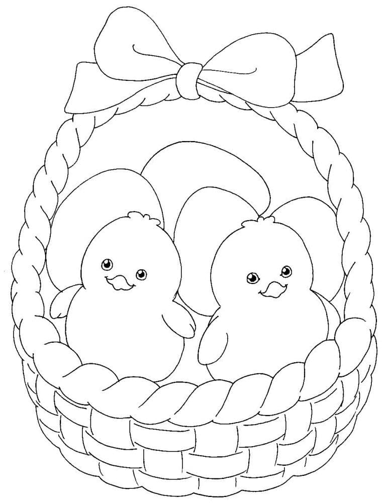 Chicks in Easter Basket Coloring Page