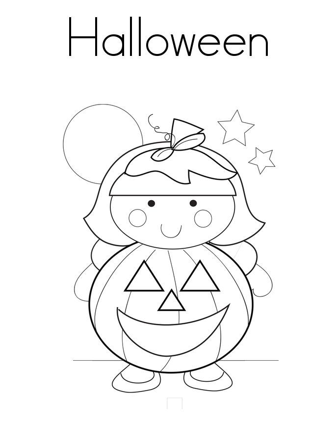 Children Girl Halloween Coloring Page