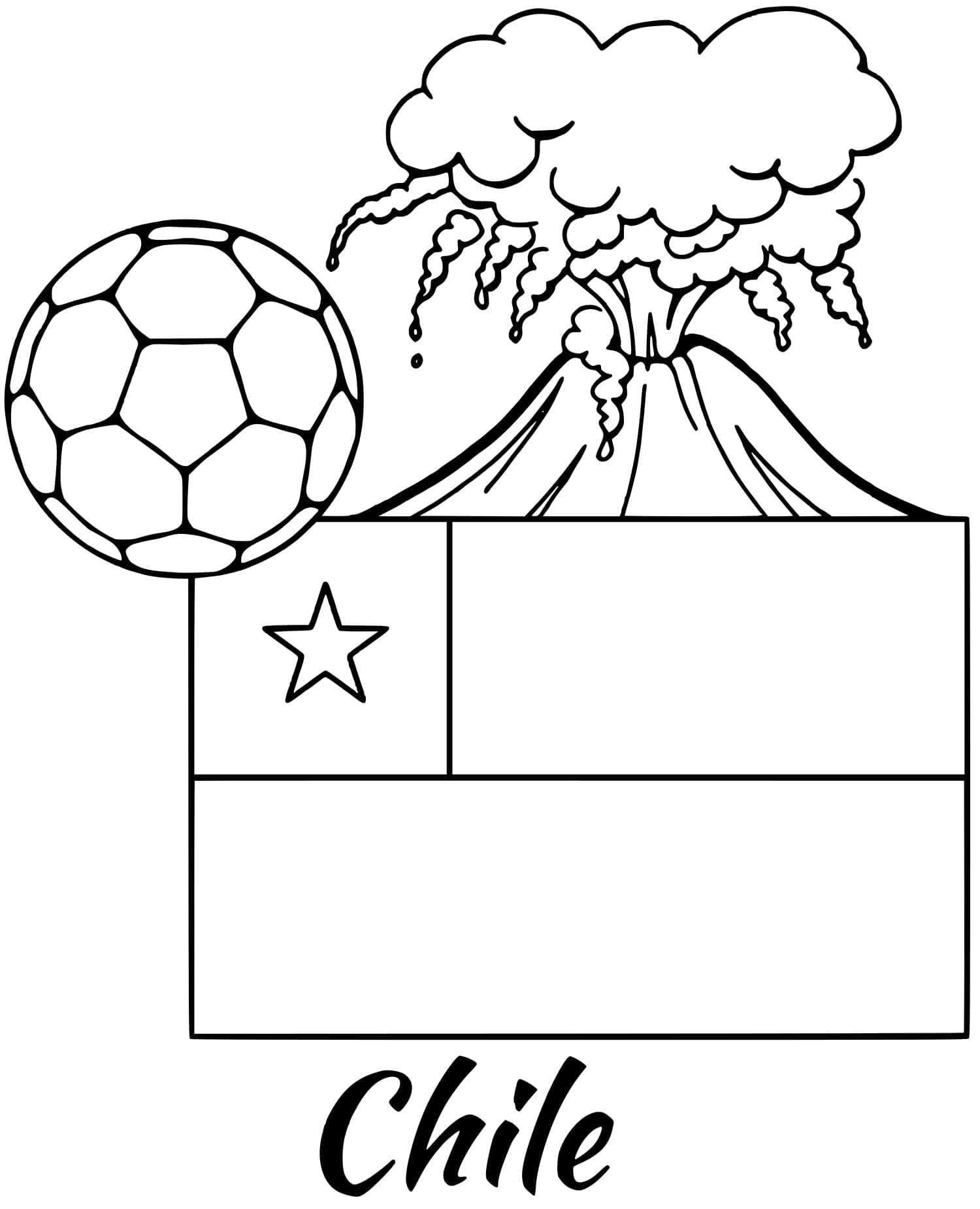 Chile Flag Volcano Coloring Page