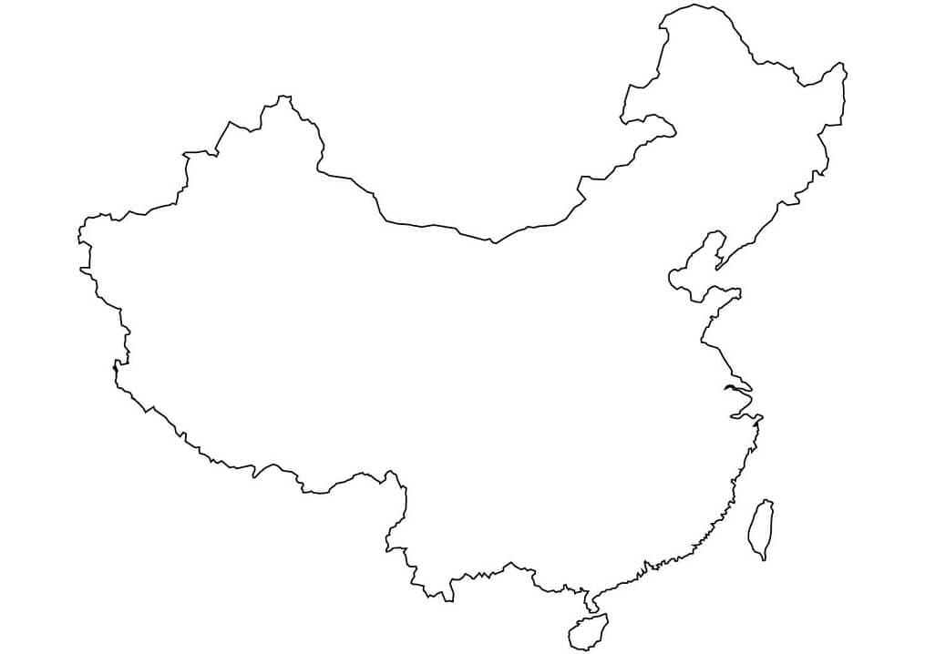 China Blank Outline Map Coloring Page