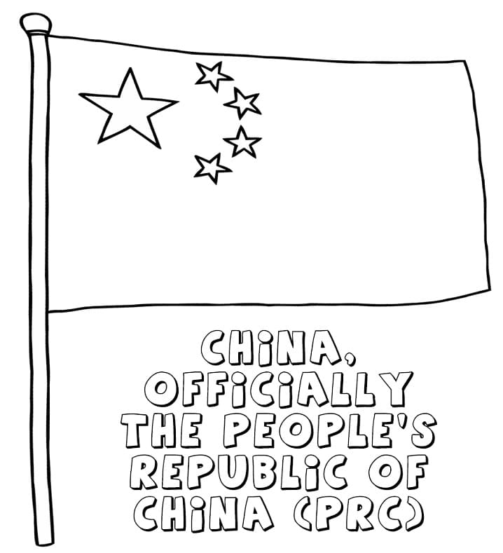 China Flag 3 Coloring Page