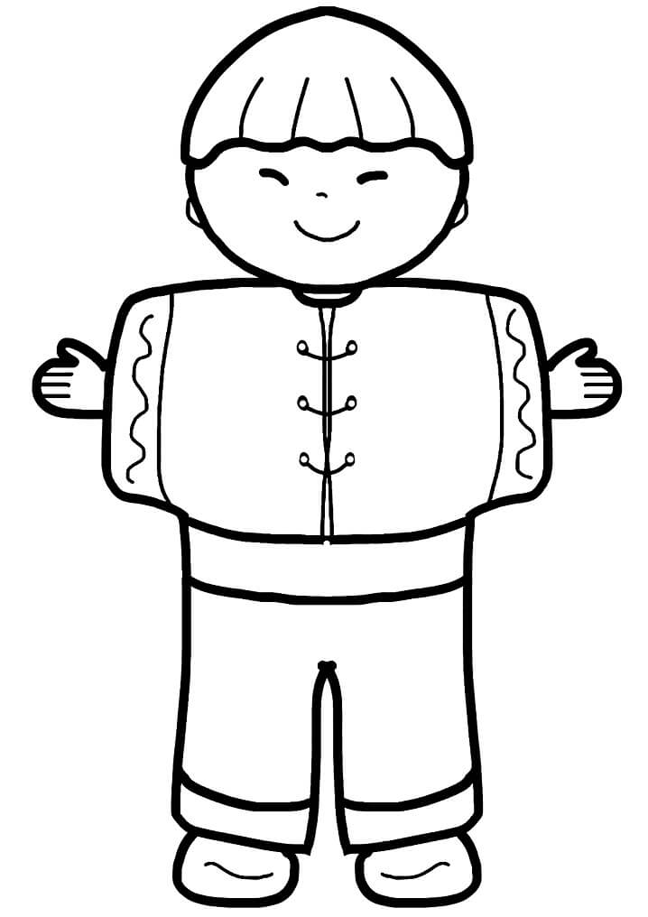 Chinese Boy Coloring Page