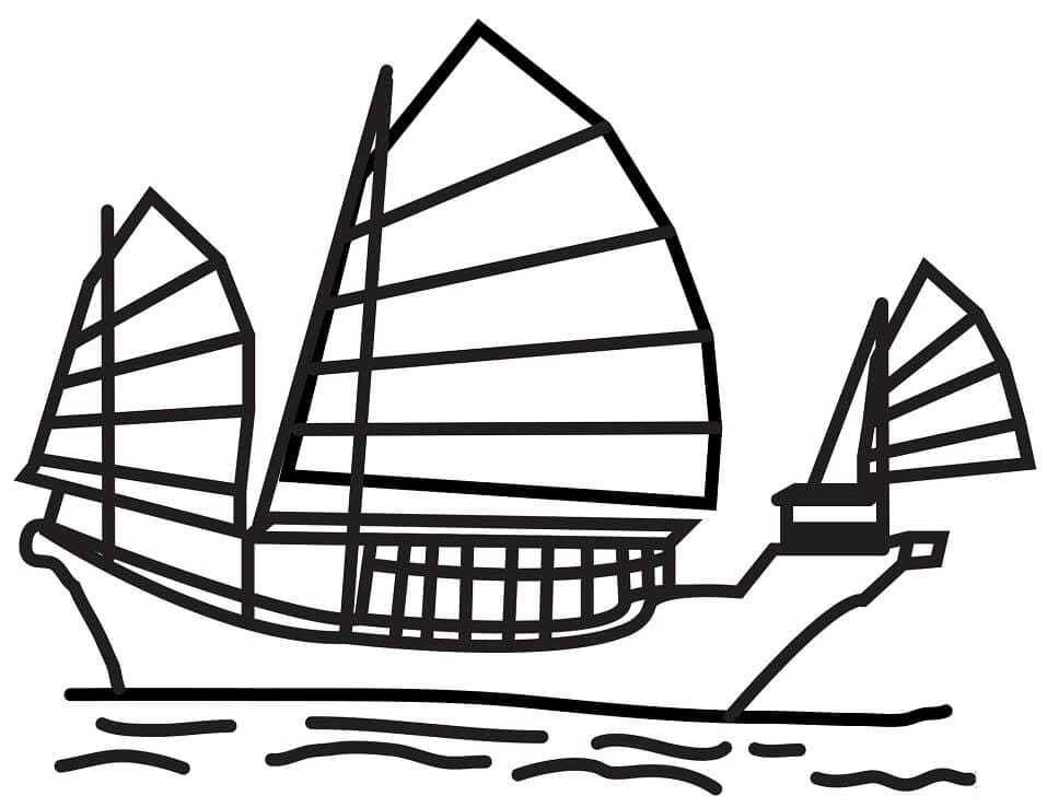 Chinese Junk Coloring Page