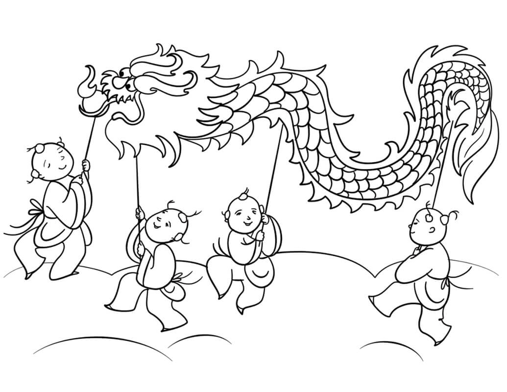 Chinese New Year Lion Dance Coloring Page