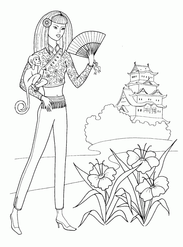 Chinese Teenager Girl Coloring Page