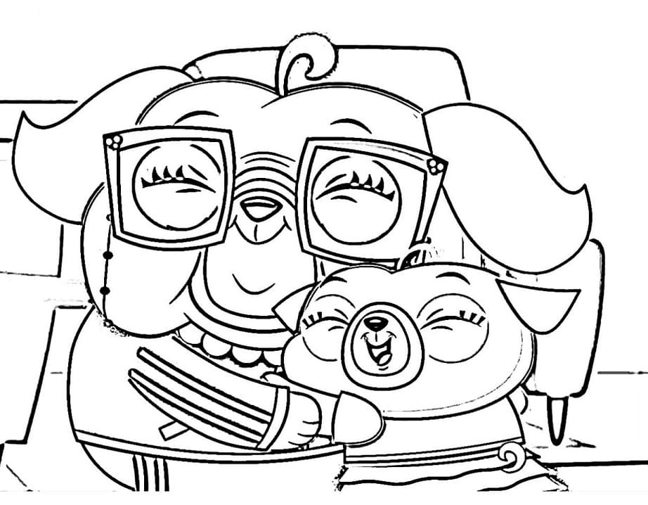 Chip and Grandma Pug Coloring Page