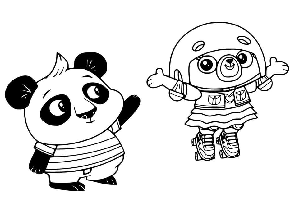 Chip and Nico Panda Coloring Page