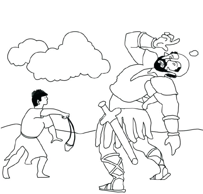 Christian David and Goliath Story Coloring Page