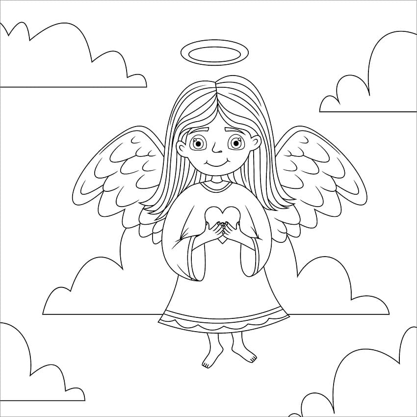 Christmas Angel Flying Coloring Page