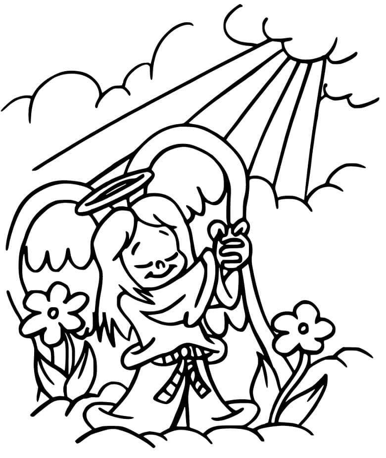 Christmas Angel Praying Coloring Page